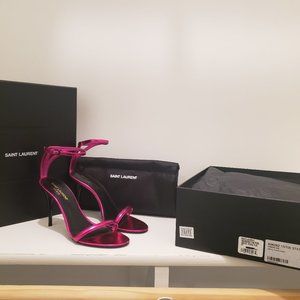 Saint Laurent Lexi Ankle-Strap Metallic Leather